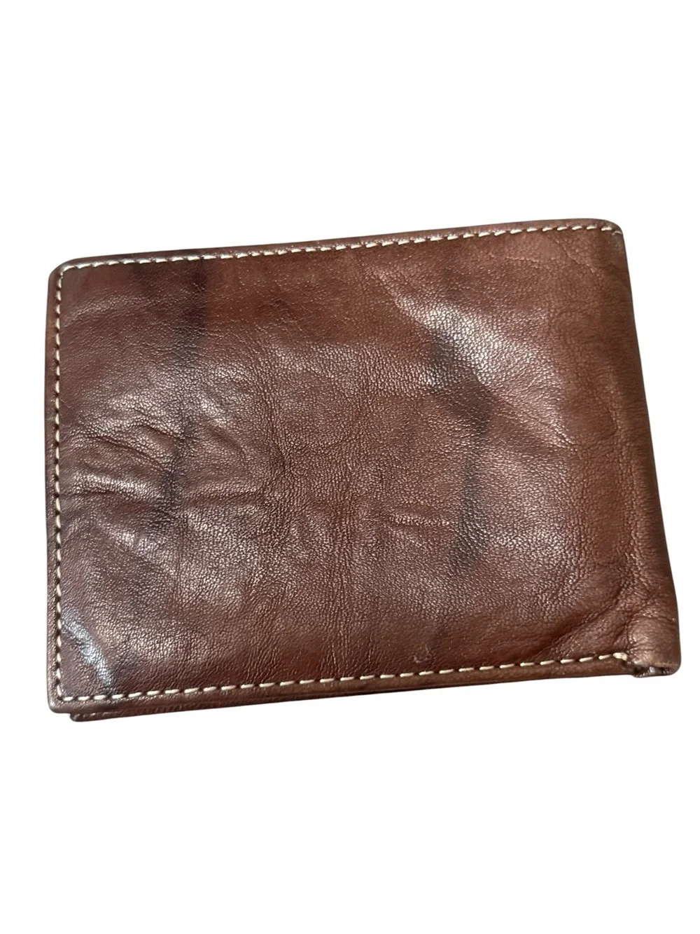 Steve Madden Brown Leather Card & Key Holder with Contrast Stitching